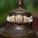 Polki & Kundan Embellished Heritage Bracelet with Pearl Beads Band