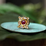 Heritage Square Majestic Gold Ring In Red
