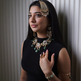 Royal Peacock Ring: Lustrous kundan ring with green charm - Ring Collection