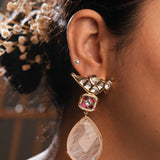 Majestic fusion earrings with Pink Quartz - Fiza Collection