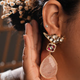 Majestic fusion earrings with Pink Quartz - Fiza Collection