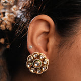 Signity glow White Kundan Flower Earrings