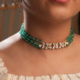 Stone chain with Kundan tri-flower choker