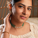 Stone chain with Kundan tri-flower choker