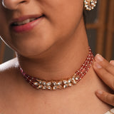 Stone chain with Kundan tri-flower choker