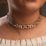 Stone chain with Kundan tri-flower choker