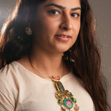 Heritage Hasli: Kundan design with semi-precious stone in Turquoise and black