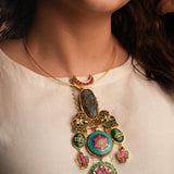 Heritage Hasli: Kundan design with semi-precious stone in Turquoise and black
