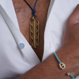 Navy Blue silk thread with african brass