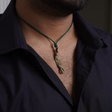 dark green cotton silk thread with brass pendant