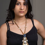 Royal Sapphire Gleam: Deep blue & Gold Statement necklace: Isaana Collection