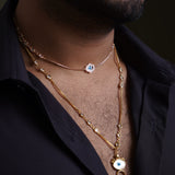 Fatima's hand with Evil eye in gold chain with swaroski stones