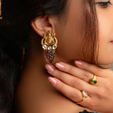 Majestic fusion earrings with beautiful Kundan Temple Design- Fiza Collection