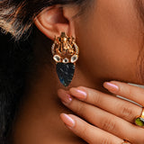 Majestic fusion earrings with beautiful Kundan Temple Design- Fiza Collection