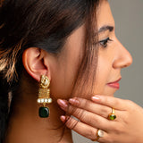Majestic fusion earrings with beautifu Black drop & Kundan Design- Fiza Collection