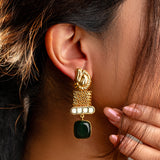 Majestic fusion earrings with beautifu Black drop & Kundan Design- Fiza Collection