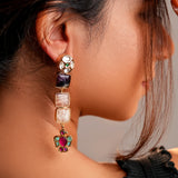 Majestic fusion earrings with beautiful Pink Quartz Kundan Design- Fiza Collection
