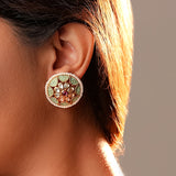 Signity glow Sage Green Kundan Shell Earrings