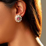 Signity glow White Kundan Shell Earrings