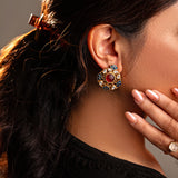 Majestic fusion earrings with beautiful Multi-Colour Kundan Design- Fiza Collection