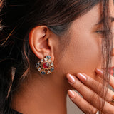 Majestic fusion earrings with beautiful Multi-Colour Kundan Design- Fiza Collection
