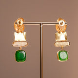 Majestic fusion earrings with beautiful l Emerald green Drop & Kundan Design- Fiza Collection