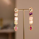 Majestic fusion earrings with beautiful Pink Quartz Kundan Design- Fiza Collection