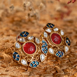 Majestic fusion earrings with beautiful Multi-Colour Kundan Design- Fiza Collection