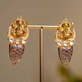 Majestic fusion earrings with beautiful Kundan Temple Design- Fiza Collection