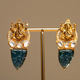 Majestic fusion earrings with beautiful Kundan Temple Design- Fiza Collection