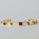 Gold plated bangle with multi color stones