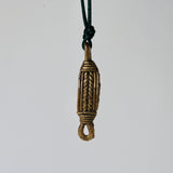 dark green cotton silk thread with brass pendant
