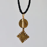 Leather chain with african brass pendant