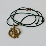 Black silk thread with african brass