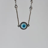 Evil eye cirlce in gold chain with swaroski stones