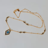 Fatima's hand Evil eye in gold chain with swaroski stones Silver