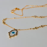 Fatima's hand Evil eye in gold chain with swaroski stones Silver