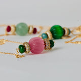 Gold polished necklace with Brazilian Pumpkin beads