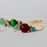 Gold polished necklace with Brazilian Pumpkin beads
