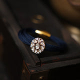 Italian Luminous Mesh Blue Bangles Bracelet with Kundan: Statement Cuff