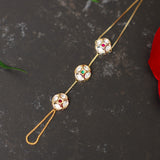 Haath Phool With White Antique Motifs Kundan Embellishments