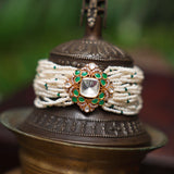 Statement Kundan Heritage Bracelet with White Cultured Pearls