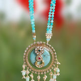 Stunning turquoise stone inlay studded with kundan