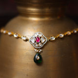 Pink Semi-Precious Stone Heritage Armband with Kundan Studded Embellishments