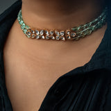 Stone chain with Kundan tri-flower choker