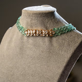 Stone chain with Kundan tri-flower choker