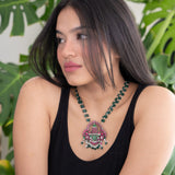 Statement necklace with a unique kemp stones studded pendant