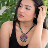 Statement necklace with a unique kemp stones studded pendant