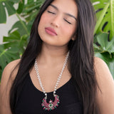 Statement Silver Necklace paired with pearls