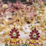 Majestic Matki Jhumka, with Rani Pink Kundan Design
